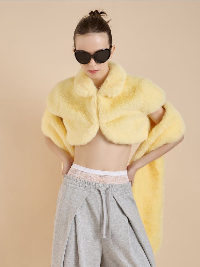 SHORT FAUX FUR BOLLERO JACKET