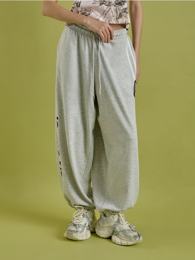 BALLOON JOGGERS WITH BANDING AND PRINT