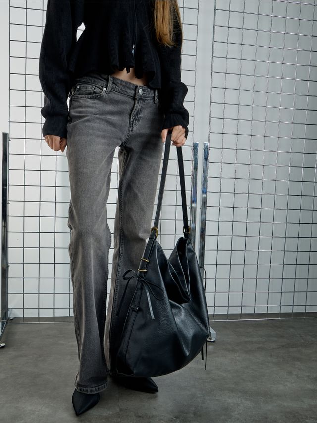LEATHER LOOK SLOUCH BAG