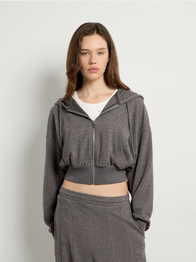 KNITTED ZIP-HOODIE CARDIGAN