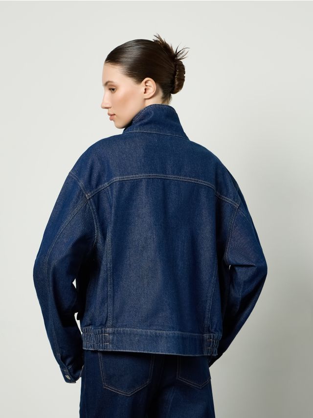 OVERSIZE DENIM JACKET WITH STAND-COLLAR
