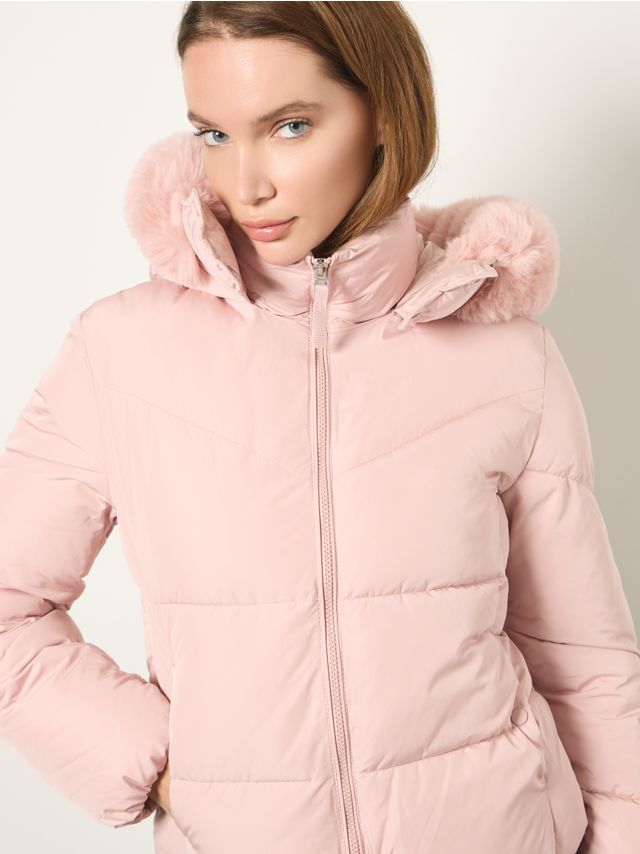 FITTED FUR TRIM HOOD JACKET