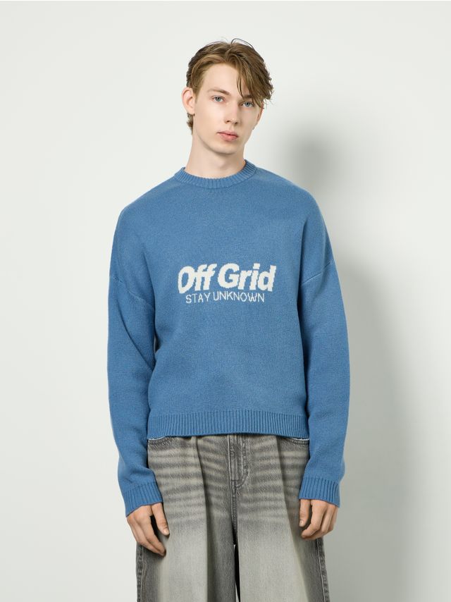 ACRYLIC JACQUARD MINIMAL PRINT CREWNECK SWEATER