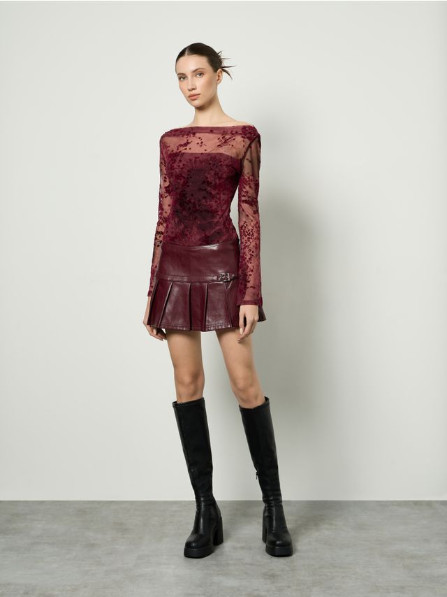 PU MINI SKORT WITH WIDE WAIST