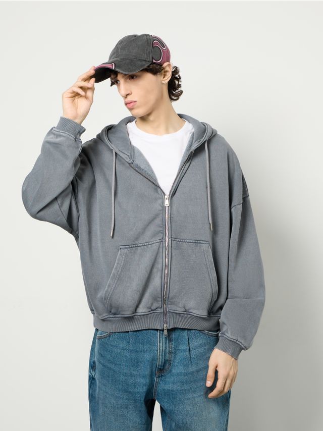 OVERSIZE WASHED ZIP-HOODIE
