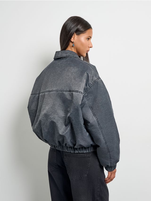 WASHED NYLON BOMBER JACKET