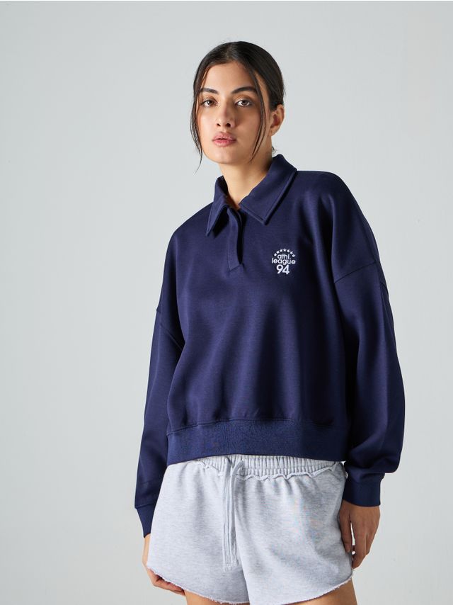 POLO COLLAR HALF ZIP SCUBA SWEATSHIRT