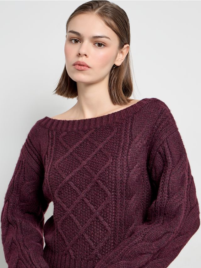 WOOL ADDED BOAT-NECK SWEATER