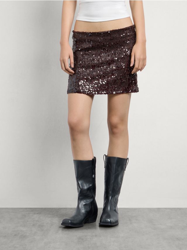 MINI SEQUINS SKIRT WITH LACE