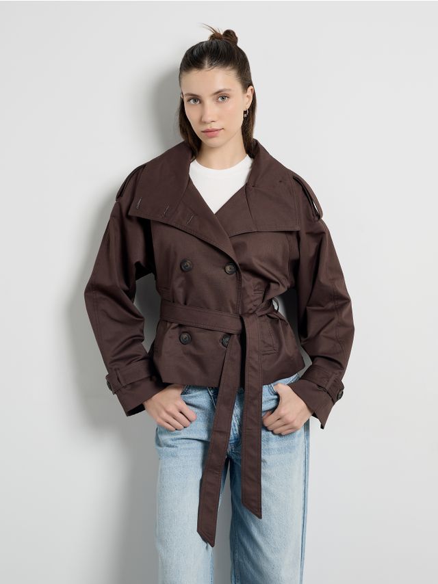 HIGH NECK CROPPED TRENCHCOAT