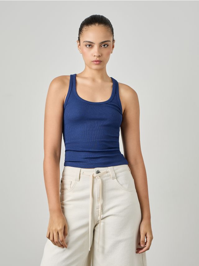 RIBBED SCOOP NECK TANK TOP