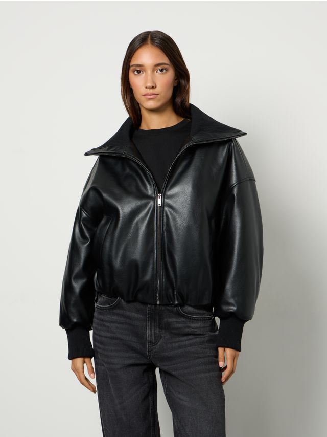 AVIATOR COLLAR PU JACKET
