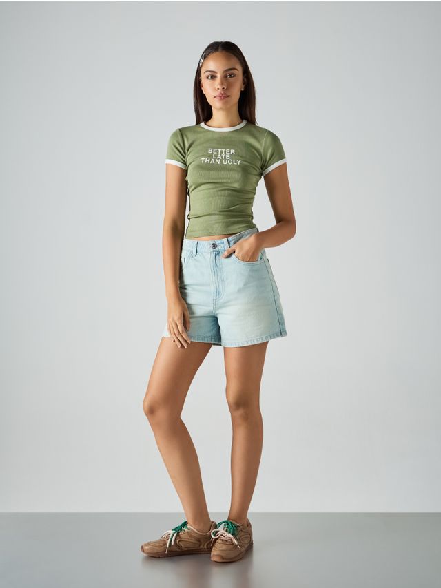 MOM FIT DENIM SHORTS