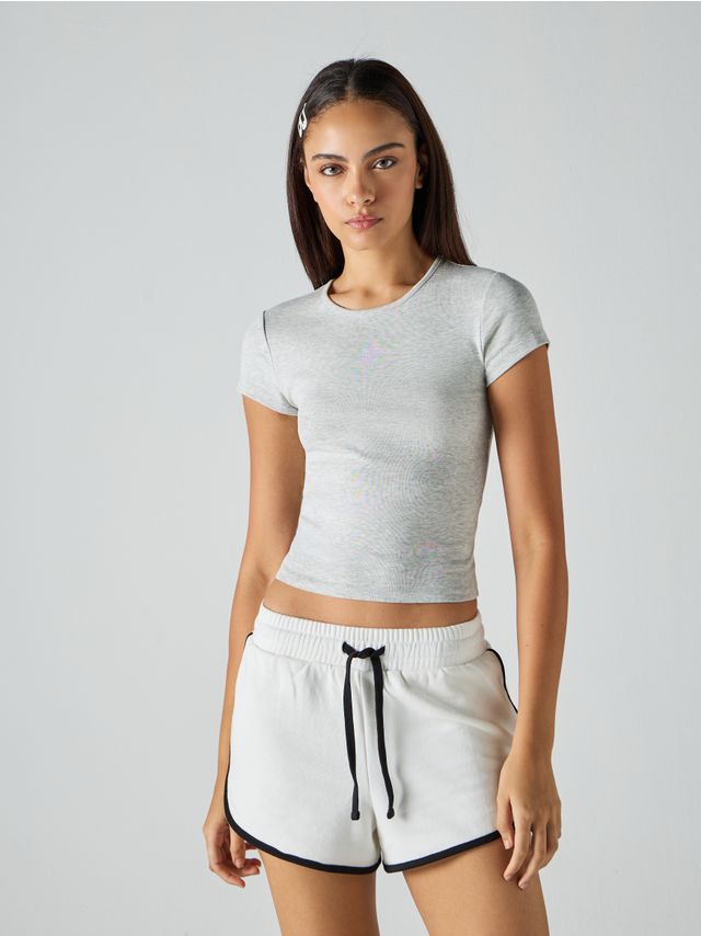 SHORT SLEEVE ROUND NECK MODAL BLEND TOP