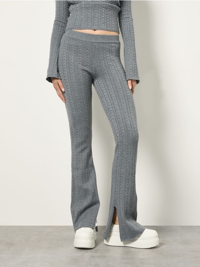 CABLE KNIT FLARE TROUSERS