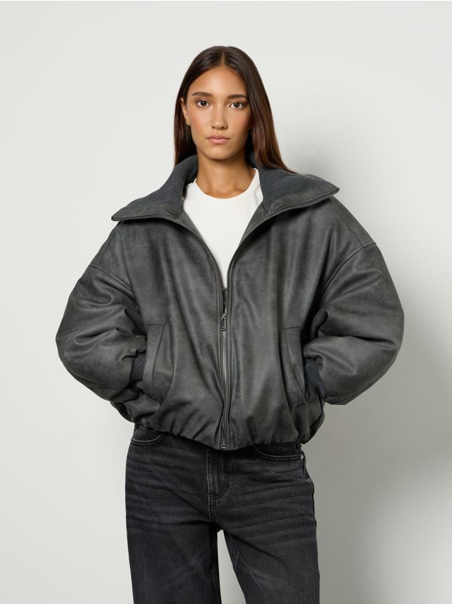 AVIATOR COLLAR PU JACKET