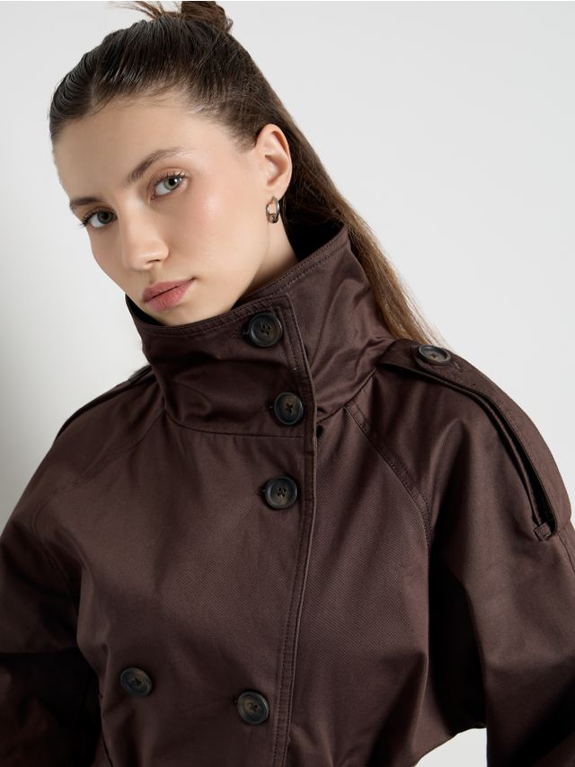 HIGH NECK CROPPED TRENCHCOAT