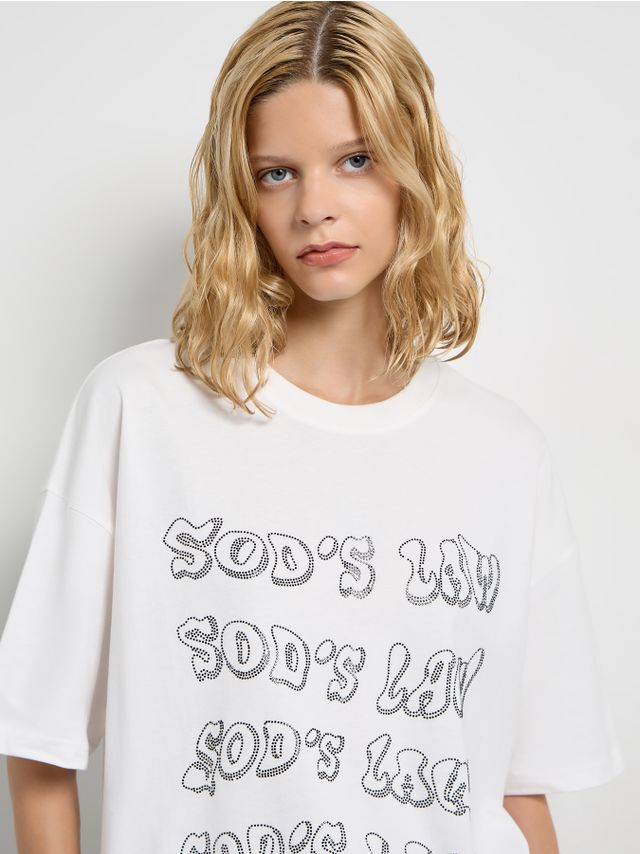 STRASSED PRINTED T-SHIRT