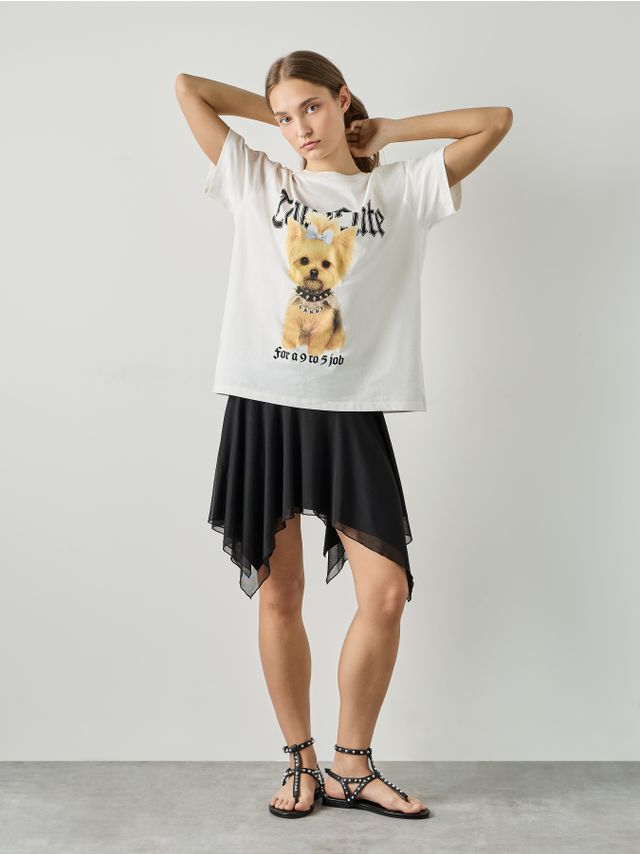 MESH MINI ASYMETRIC SKIRT